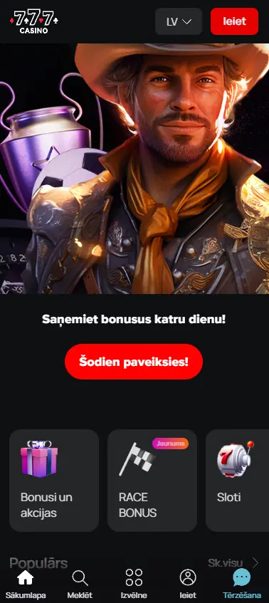 Casino777 mobilā versija