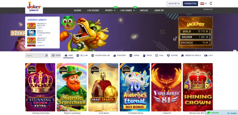 Joker kazino mājaslapa