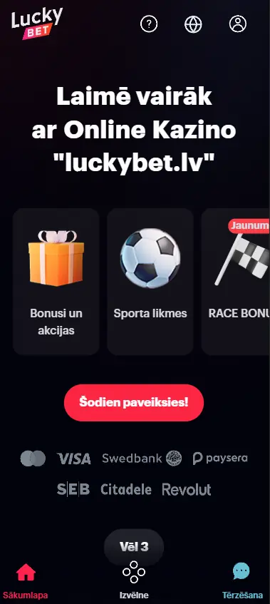 LuckyBet mobilā versija