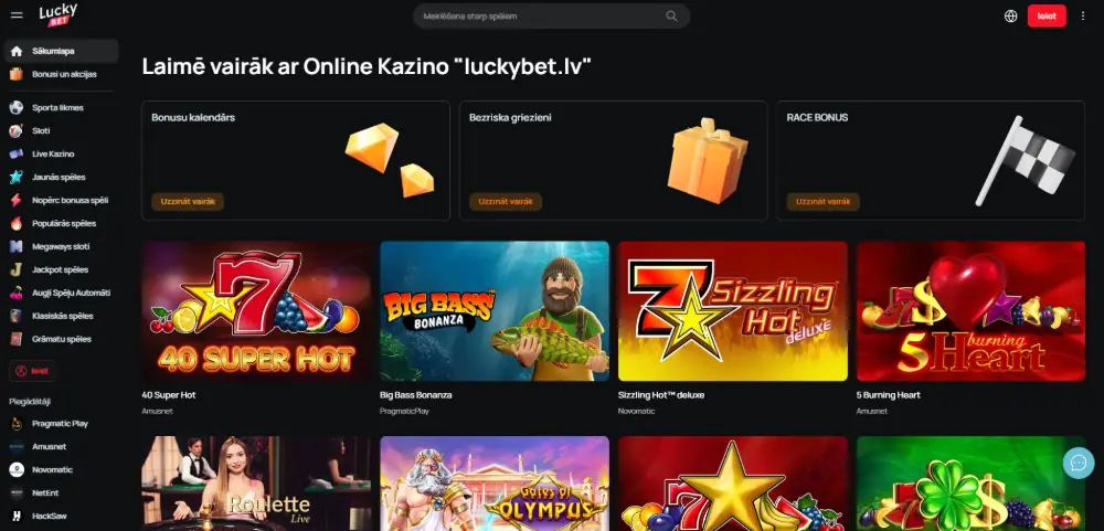 LuckyBet kazino mājaslapa