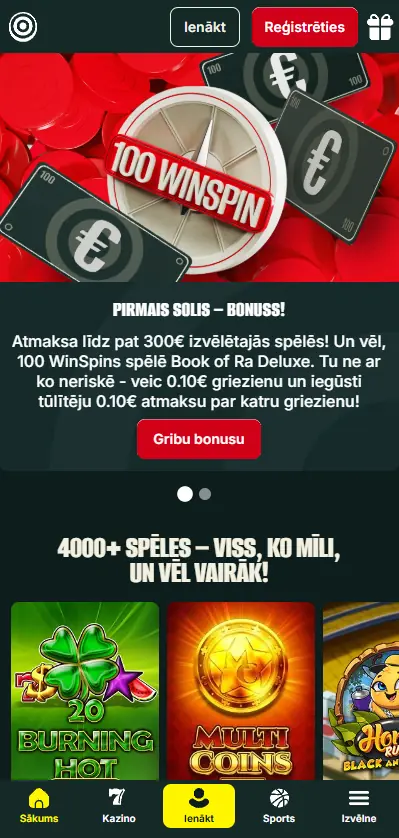Optibet mobilā versija