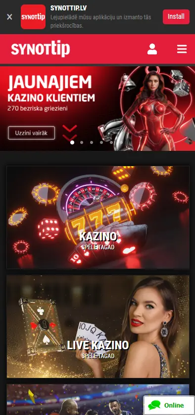 SynotTip mobilā versija