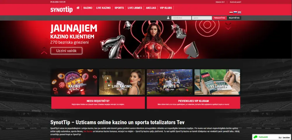 SynotTip kazino mājaslapa