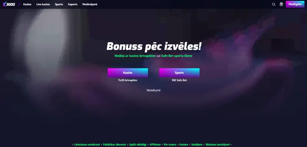 X3000 kazino mājaslapa